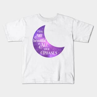 Cresent Moon Phase Cosmic Galaxy Positive Saying Kids T-Shirt